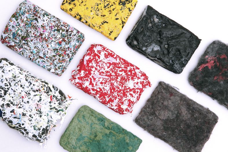 New materials created from recycled plastics and textiles during the course Experimental Textile Design